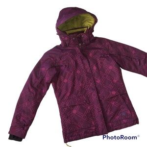 Trilogy Powder Room Ski Snowboard Jacket Coat Parka Dark Purple & Chartreuse